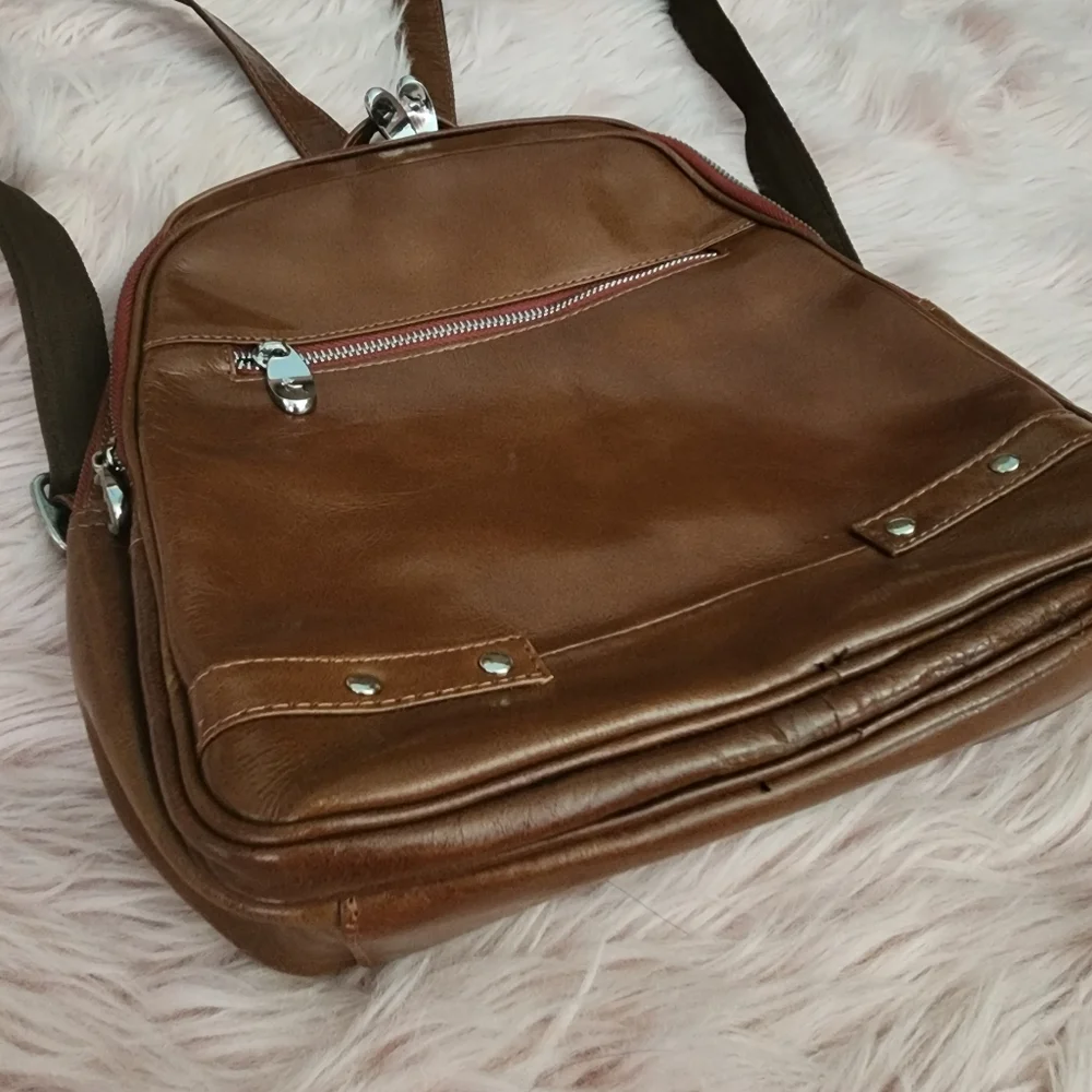 Ashwood Genuine glazed Leather backpack brown tan